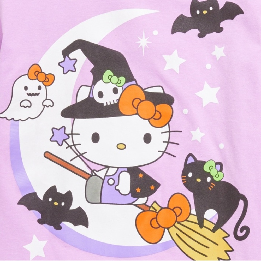 Kids Hello Kitty Halloween Witch T-Shirt - Size XL 14/16 - NWT - Picture 2 of 2